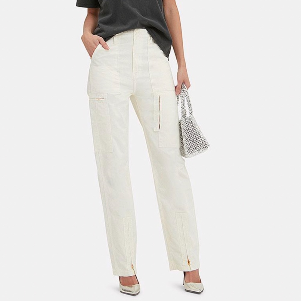 Re/Done Originals High-Rise Cargo in Dirty White